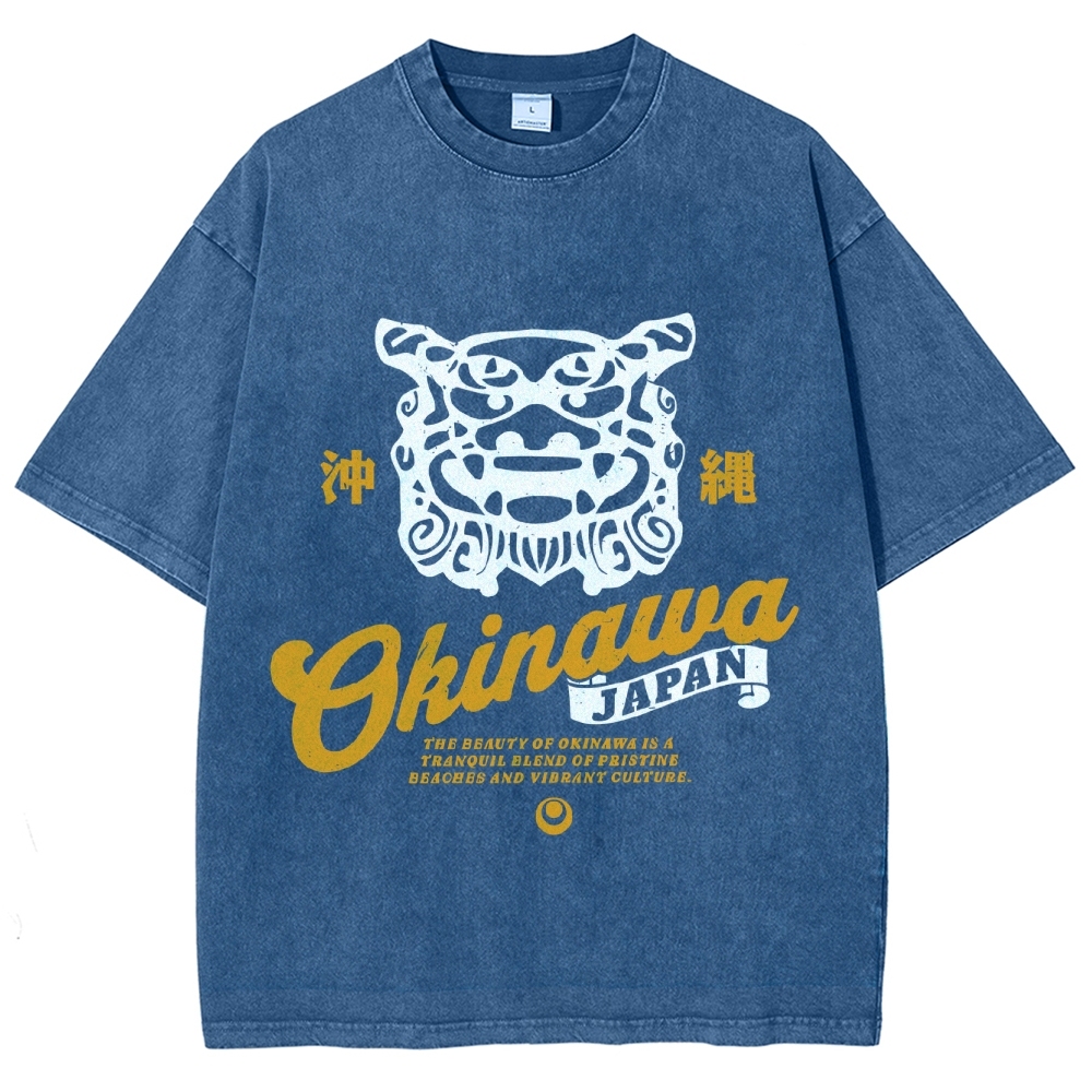 Okinawa Shisa Vintage Wash Japanese Design T-Shirt