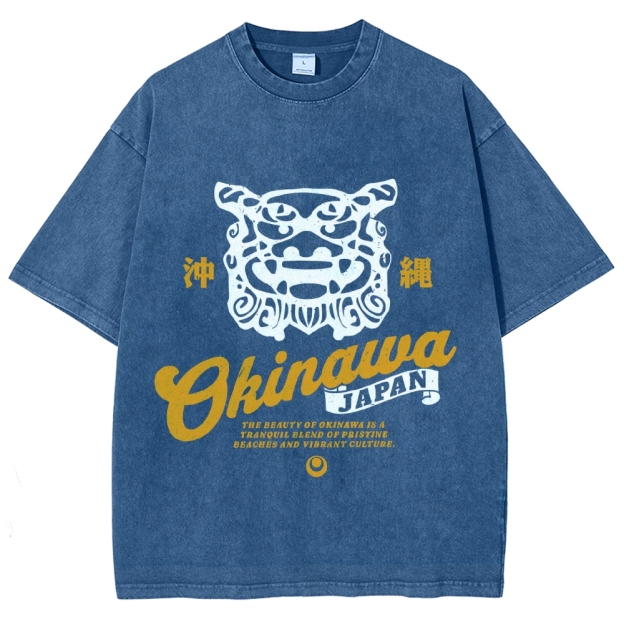 Okinawa Shisa Vintage Wash Japanese Design T-Shirt