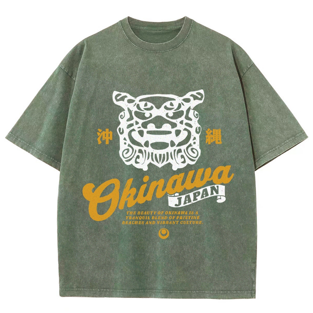 Okinawa Shisa Vintage Wash Japanese Design T-Shirt