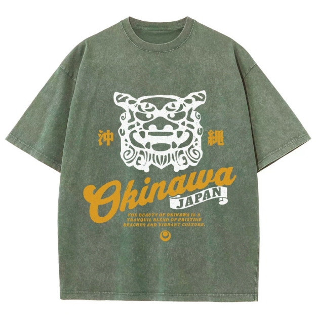 Okinawa Shisa Vintage Wash Japanese Design T-Shirt