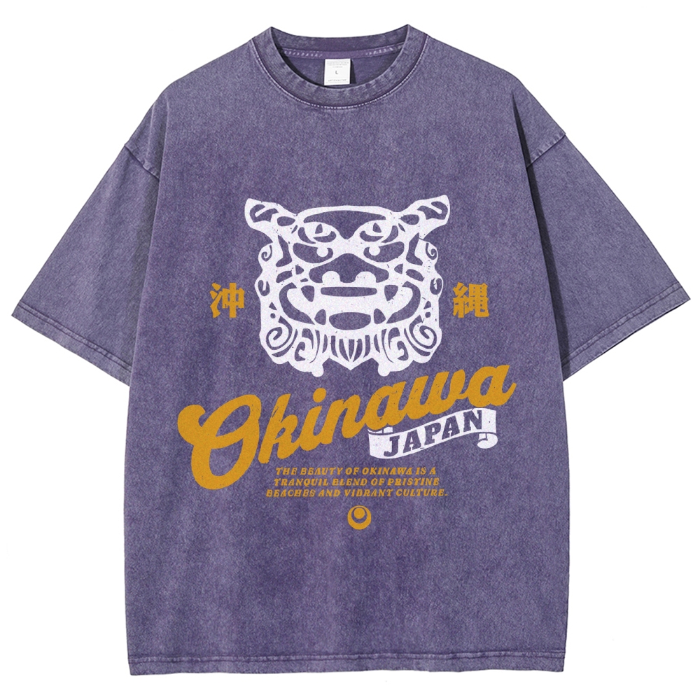 Okinawa Shisa Vintage Wash Japanese Design T-Shirt