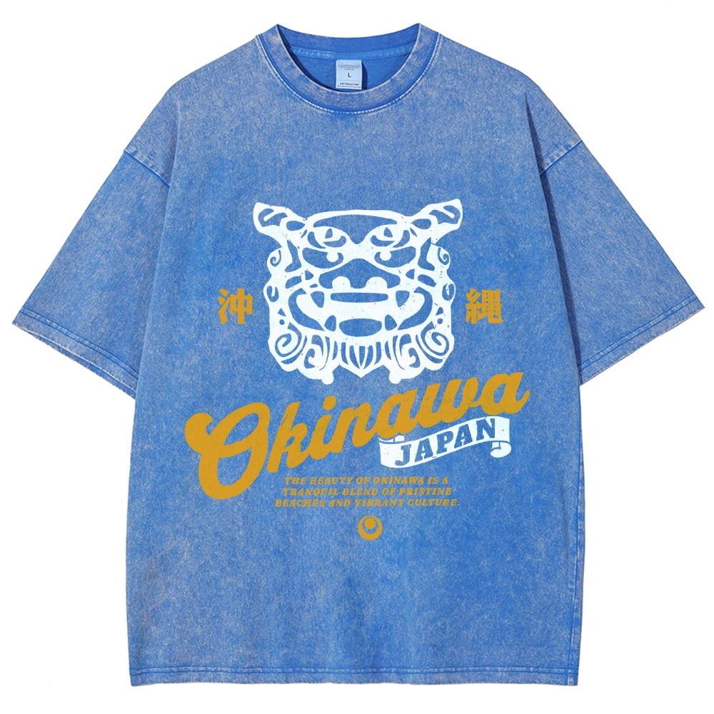 Okinawa Shisa Vintage Wash Japanese Design T-Shirt