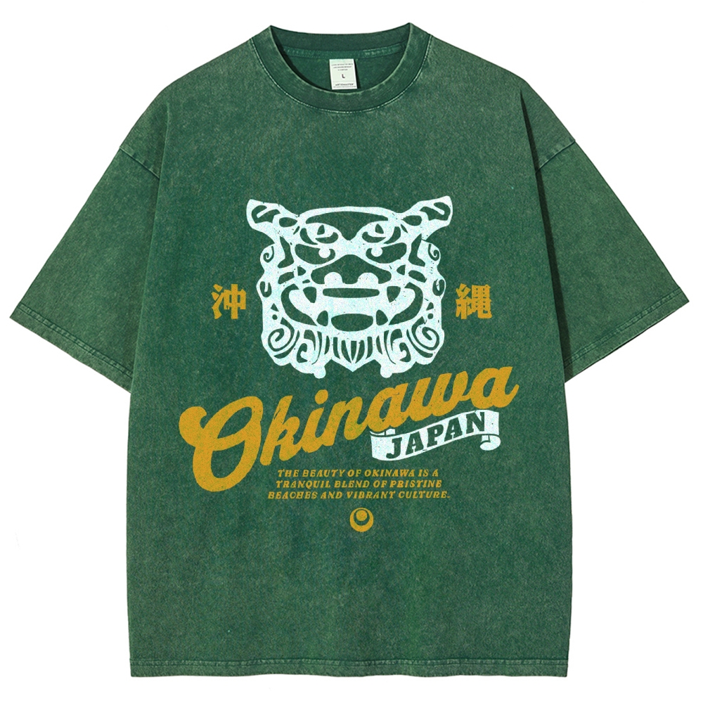Okinawa Shisa Vintage Wash Japanese Design T-Shirt