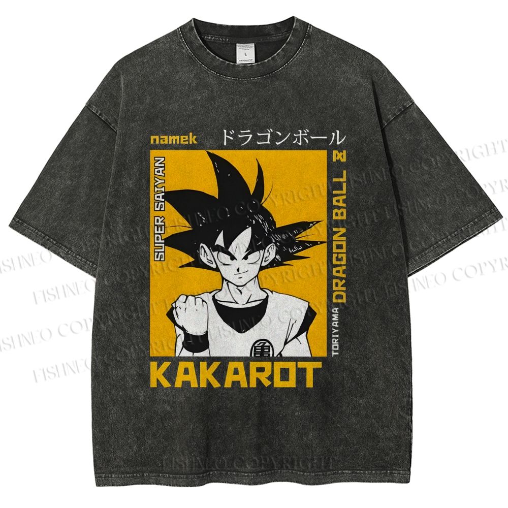 Unisex Goku Printed Washed Tee