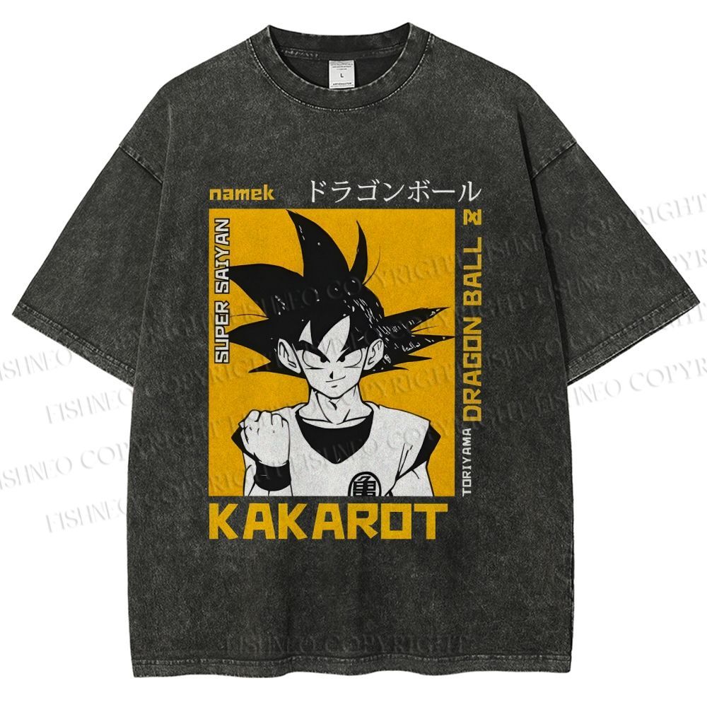 Unisex Goku Printed Washed Tee