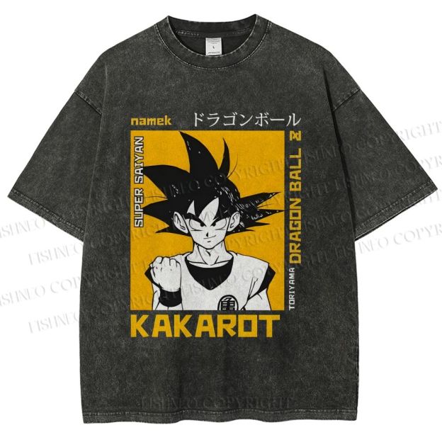Unisex Goku Printed Washed Tee
