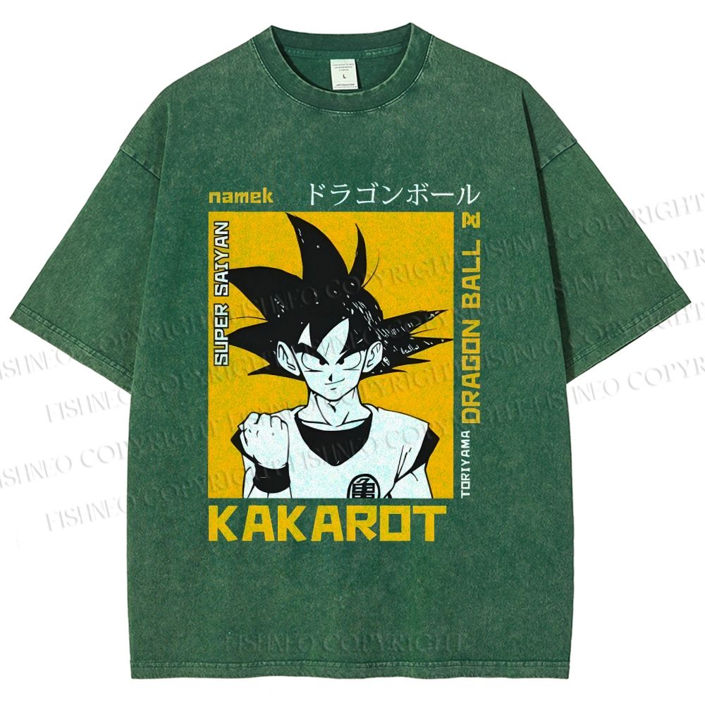 Unisex Goku Printed Washed Tee