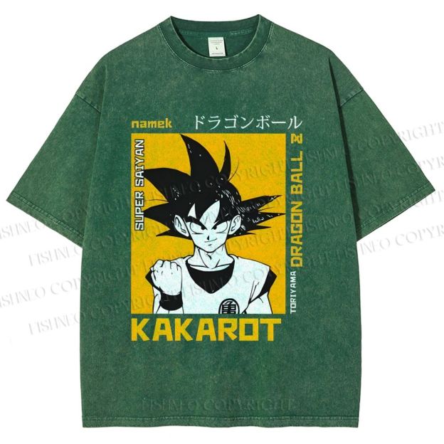 Unisex Goku Printed Washed Tee