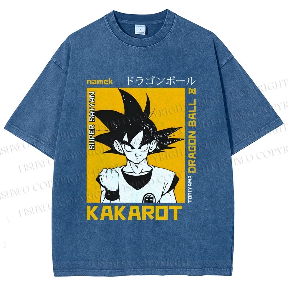 Unisex Goku Printed Washed Tee