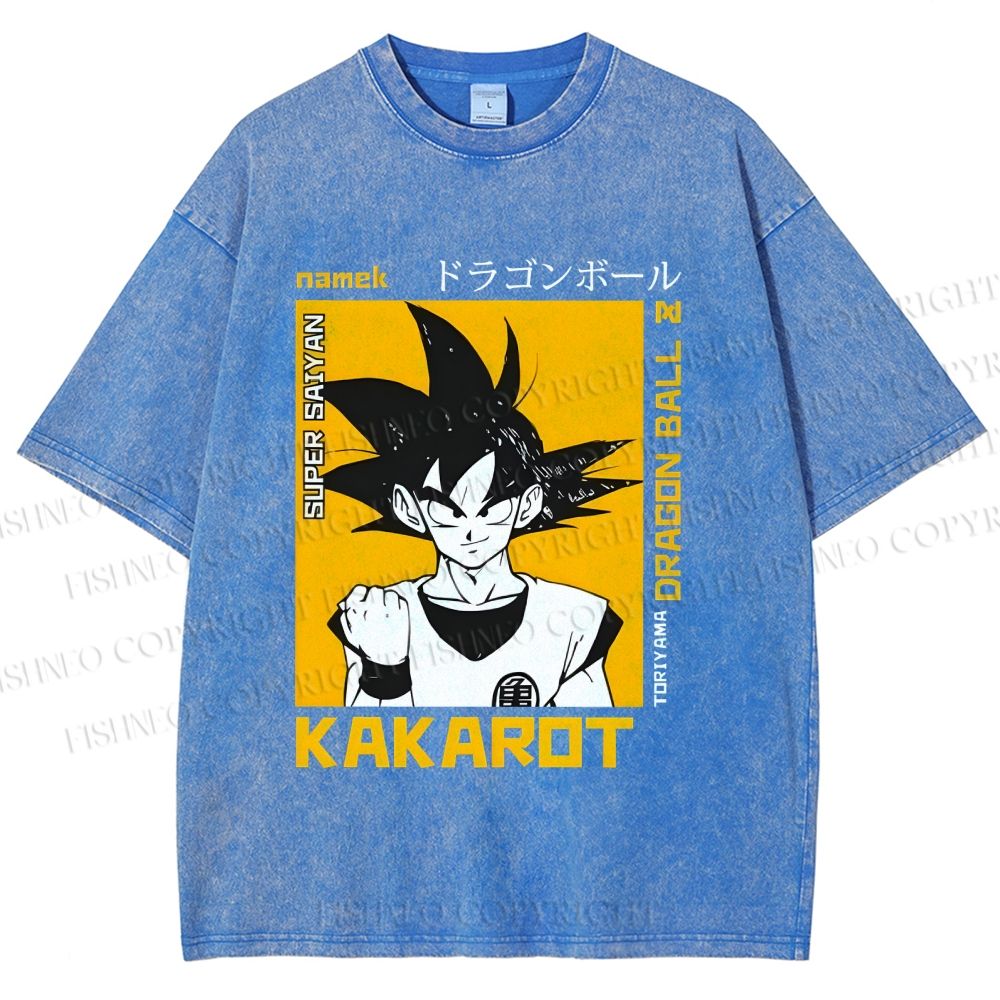 Unisex Goku Printed Washed Tee