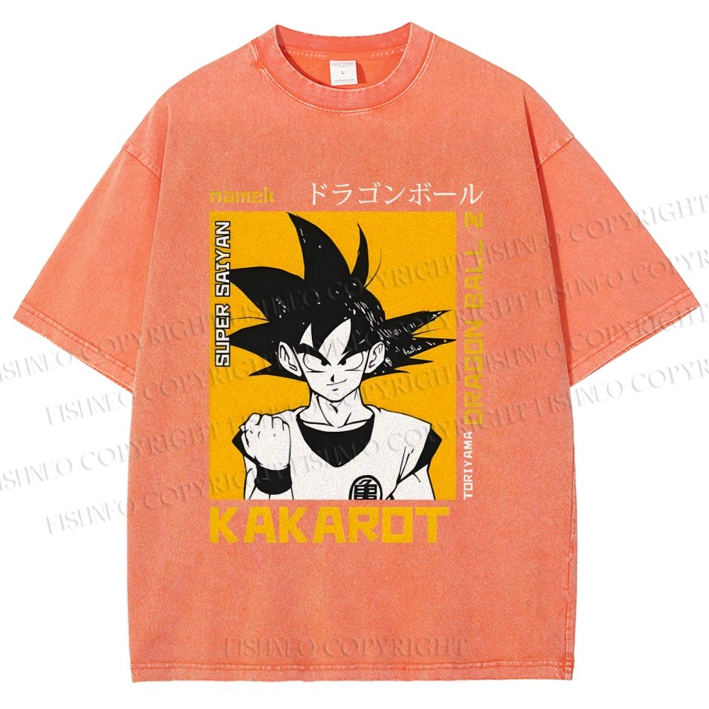 Unisex Goku Printed Washed Tee