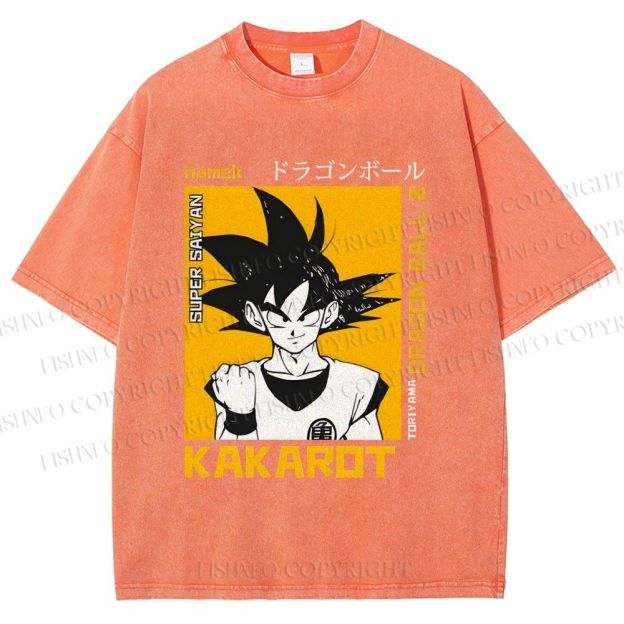 Unisex Goku Printed Washed Tee
