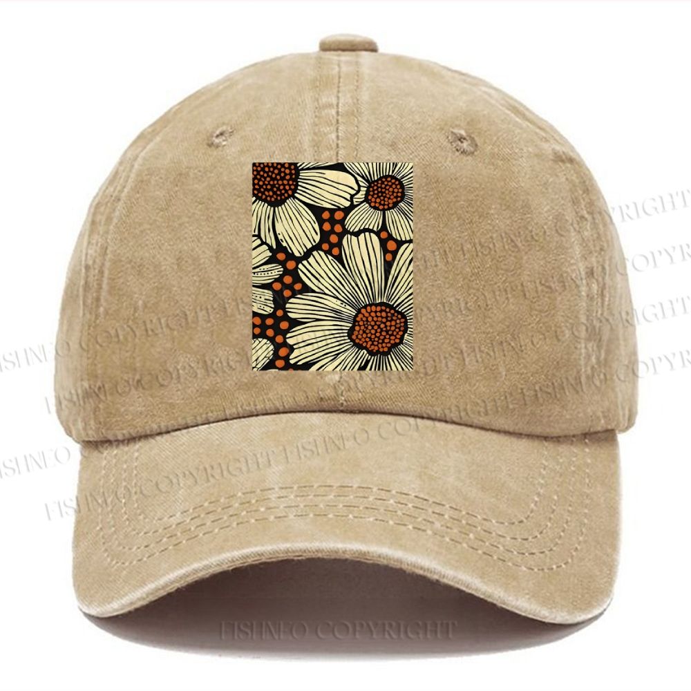 Unisex Vintage Casual Yayoi Kusama Vintage Washed Cap