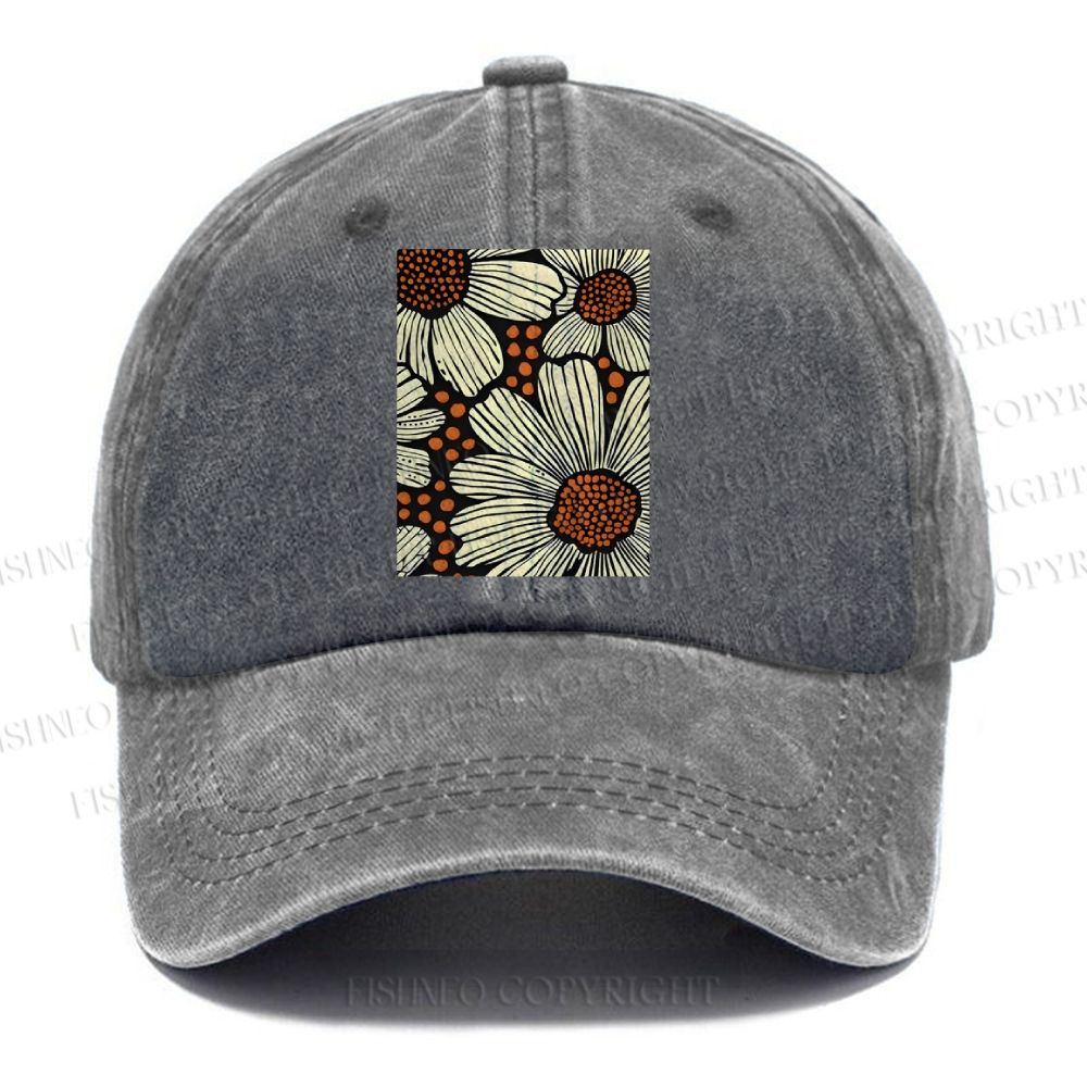 Unisex Vintage Casual Yayoi Kusama Vintage Washed Cap