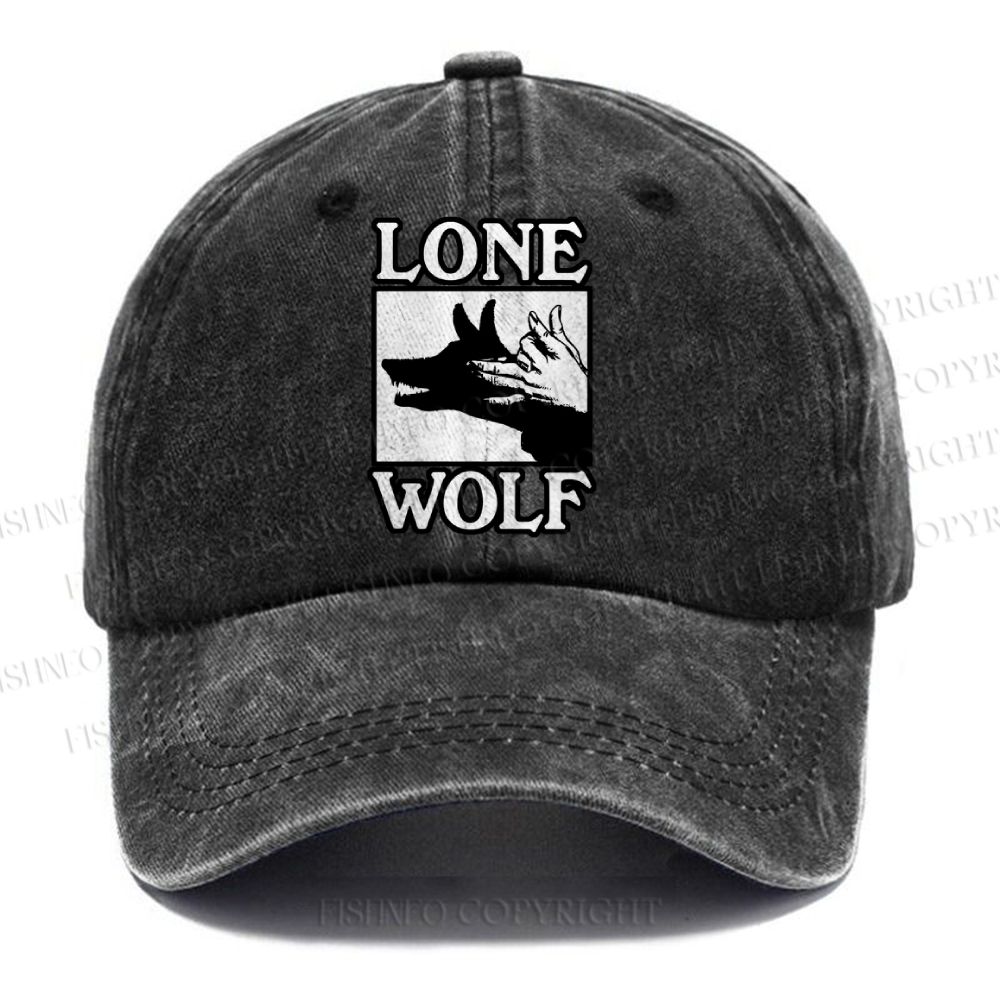 Unisex Vintage Casual Shadow Wolf Alone Washed Cap