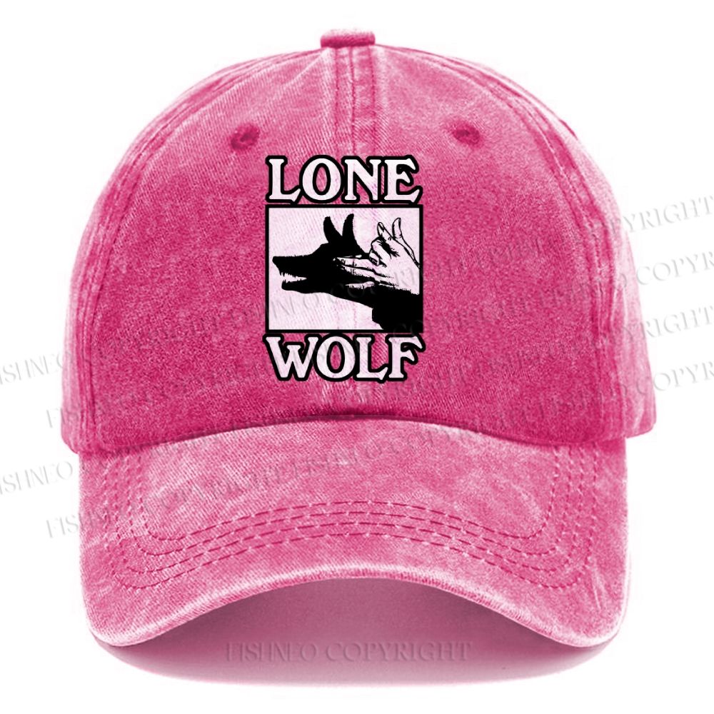 Unisex Vintage Casual Shadow Wolf Alone Washed Cap