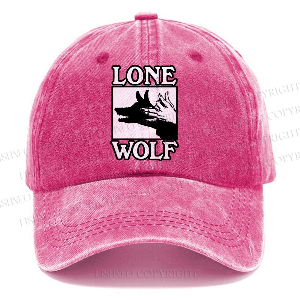 Unisex Vintage Casual Shadow Wolf Alone Washed Cap