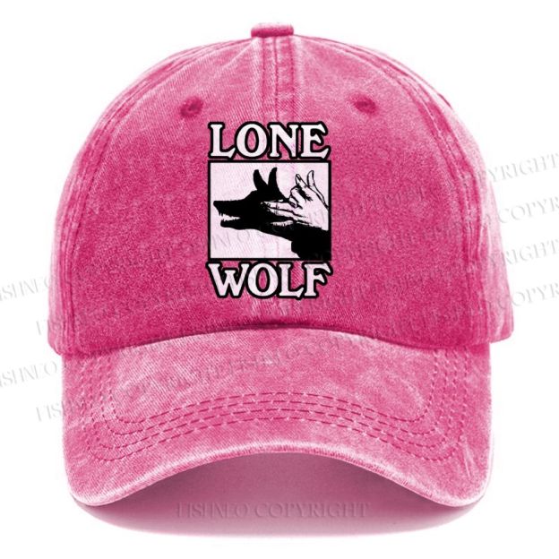 Unisex Vintage Casual Shadow Wolf Alone Washed Cap
