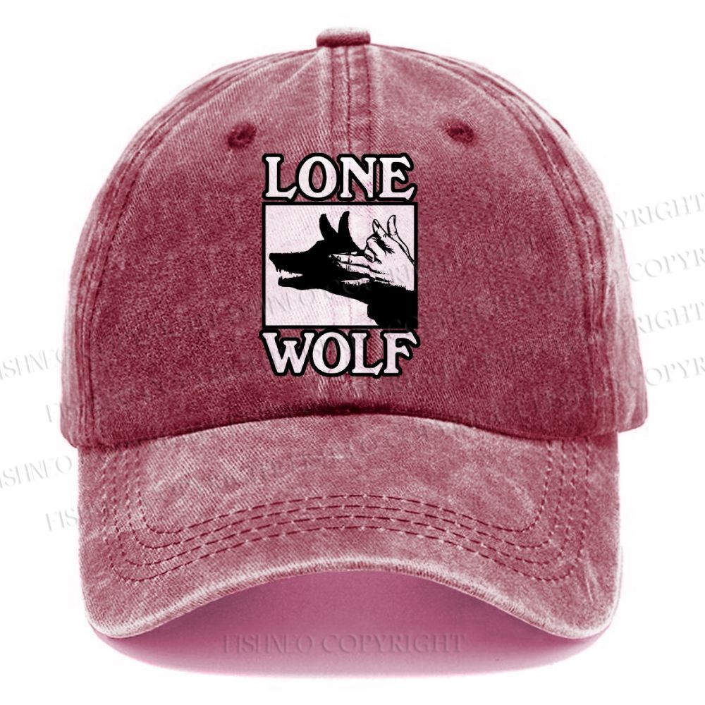 Unisex Vintage Casual Shadow Wolf Alone Washed Cap