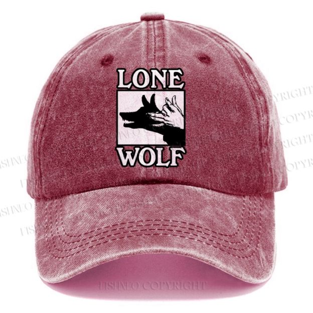 Unisex Vintage Casual Shadow Wolf Alone Washed Cap