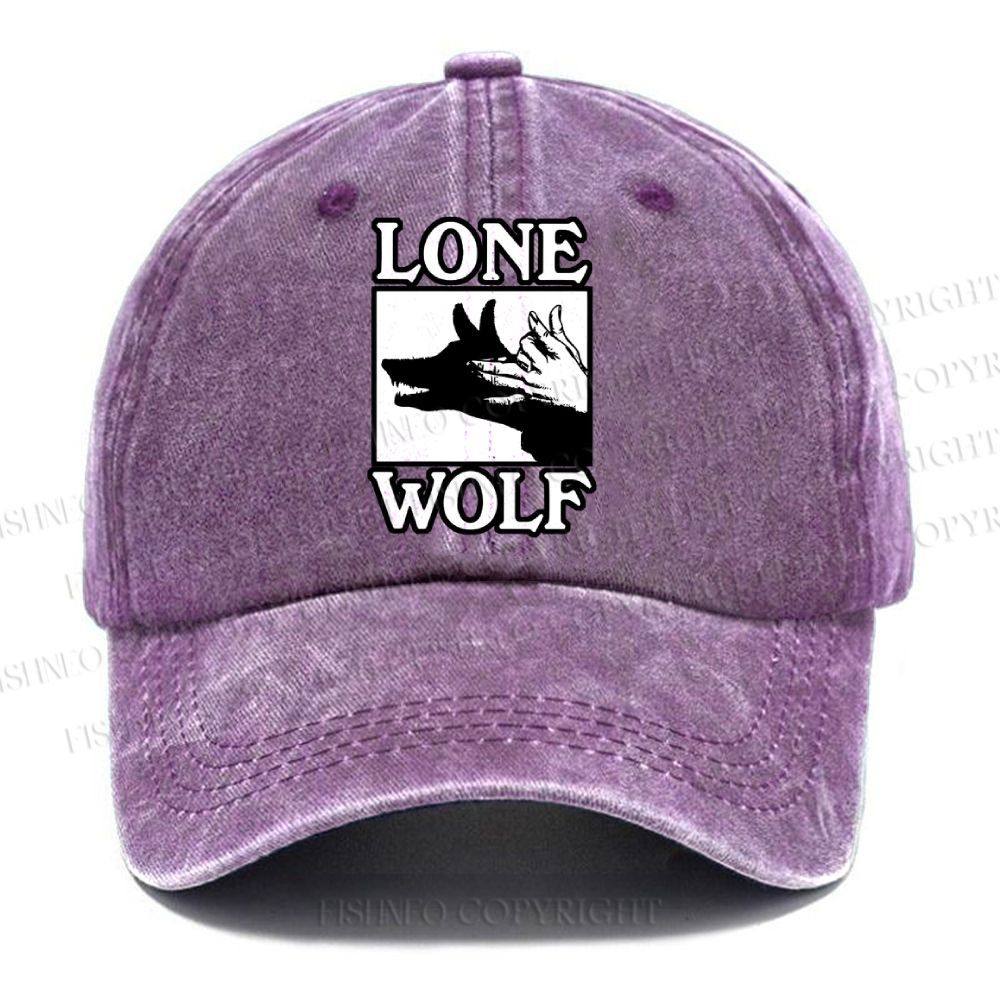 Unisex Vintage Casual Shadow Wolf Alone Washed Cap
