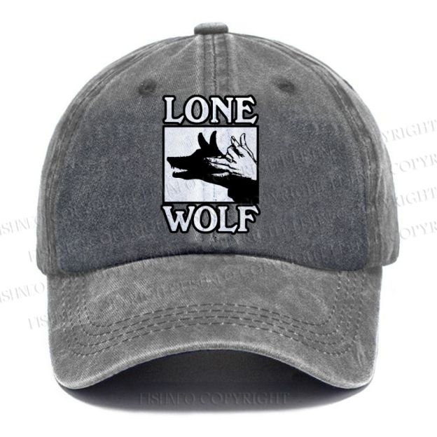 Unisex Vintage Casual Shadow Wolf Alone Washed Cap