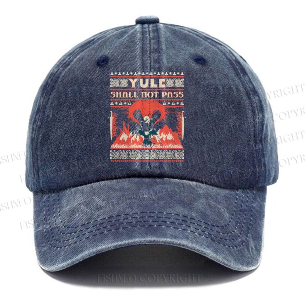 Unisex Vintage Casual Yule Shall Not Pass Washed Cap