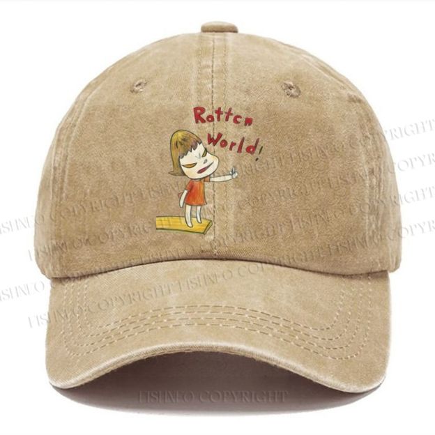 Unisex Vintage Casual Japanese Art Yoshitomo Nara Rottcn World Washed Cap