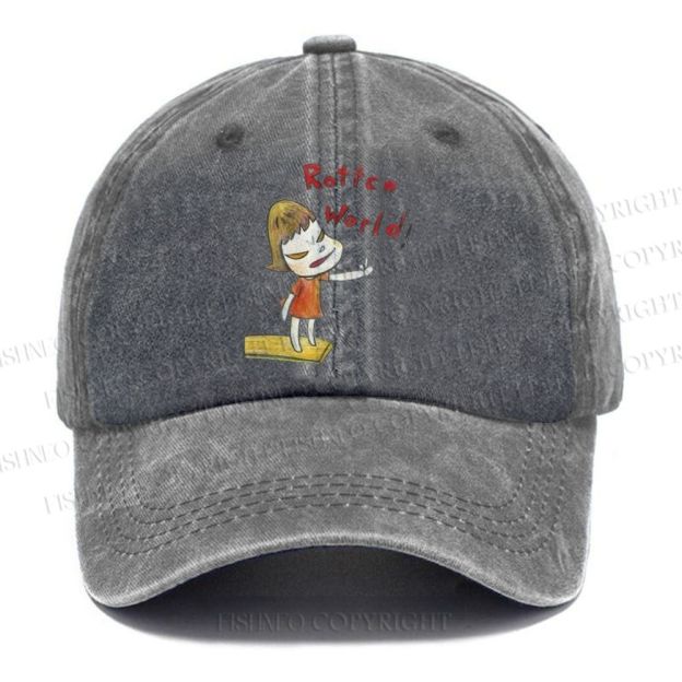 Unisex Vintage Casual Japanese Art Yoshitomo Nara Rottcn World Washed Cap