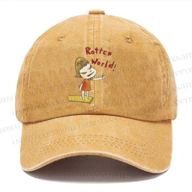 Unisex Vintage Casual Japanese Art Yoshitomo Nara Rottcn World Washed Cap