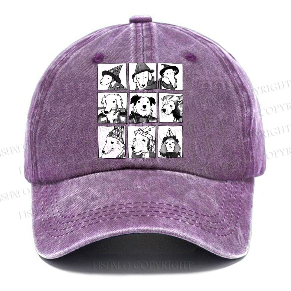 Unisex Vintage Casual Choose Your Doggy Fighters Washed Cap