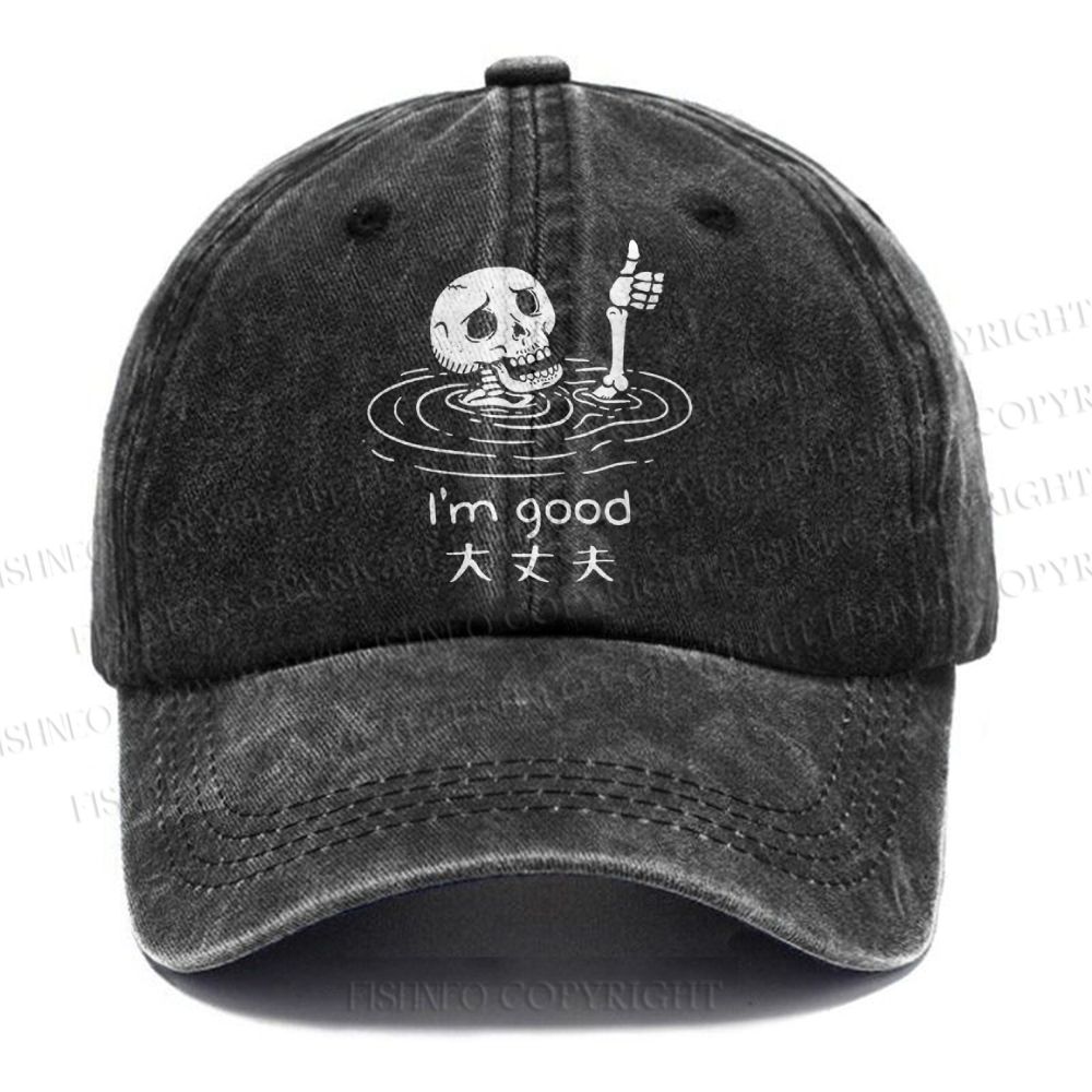 Unisex Vintage Casual Drowned Skeleton Washed Cap
