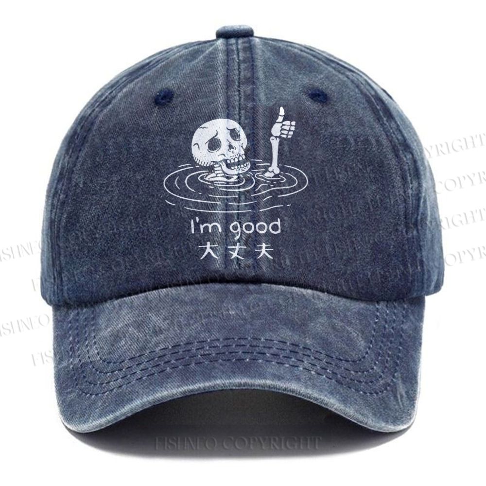 Unisex Vintage Casual Drowned Skeleton Washed Cap