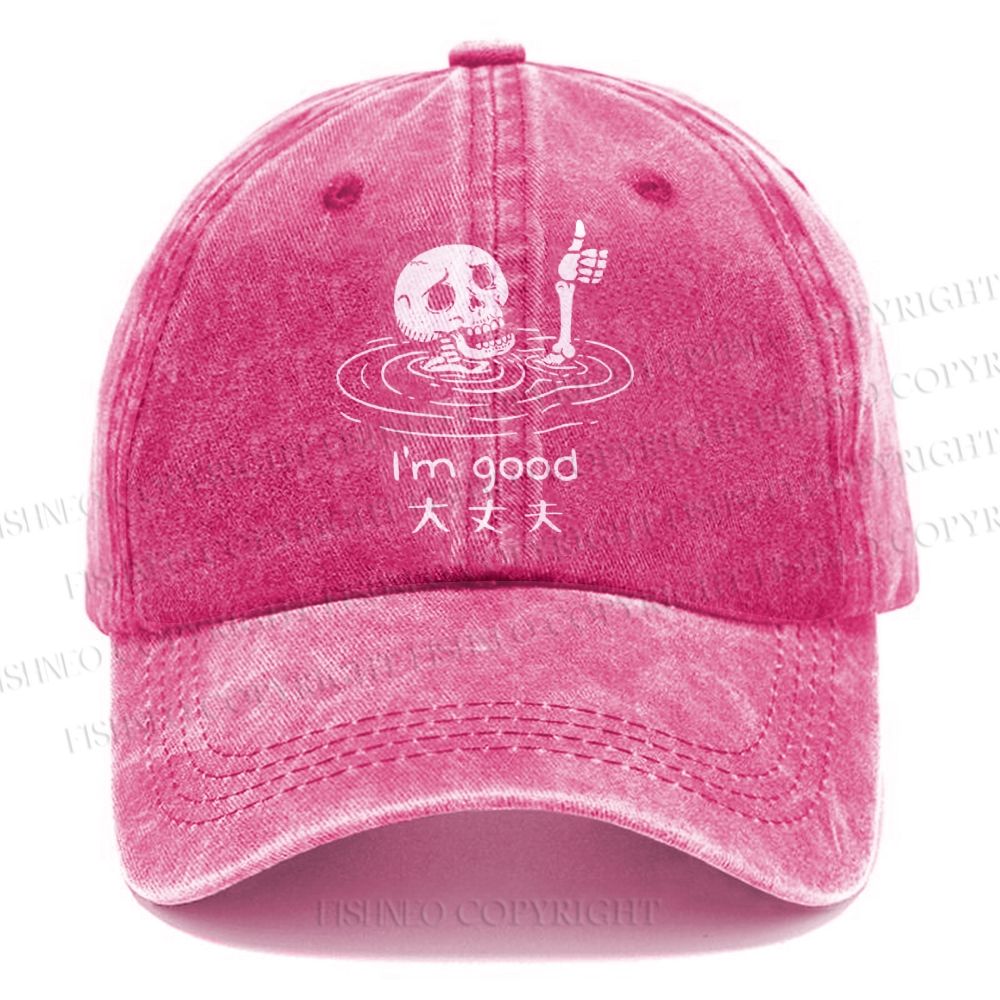 Unisex Vintage Casual Drowned Skeleton Washed Cap