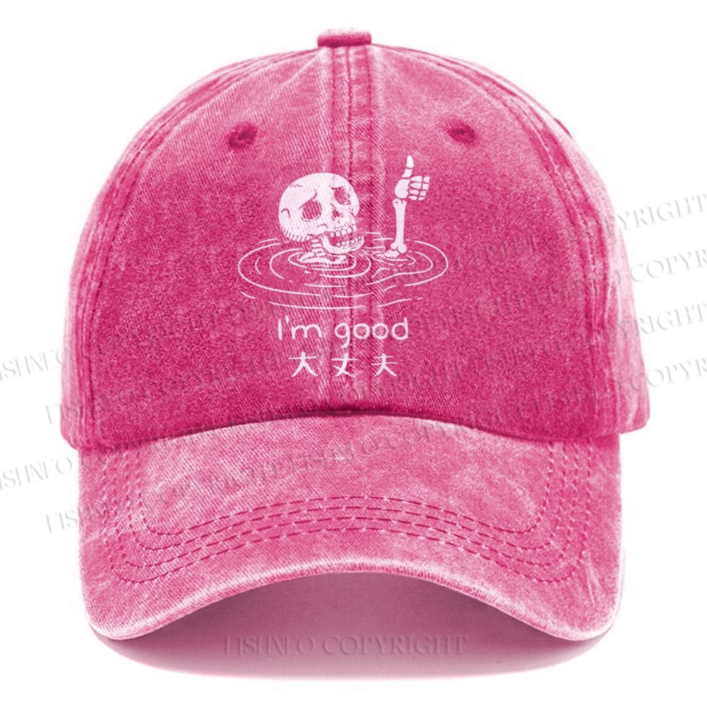 Unisex Vintage Casual Drowned Skeleton Washed Cap