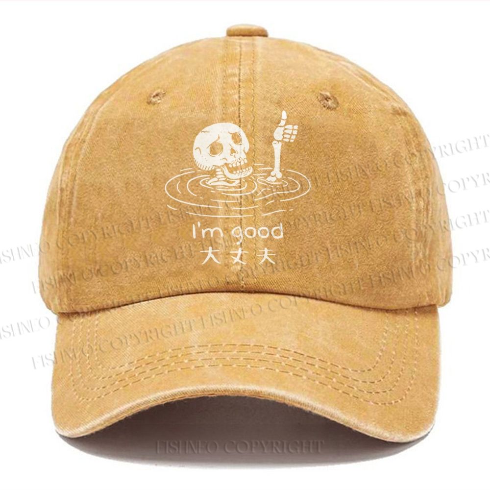 Unisex Vintage Casual Drowned Skeleton Washed Cap