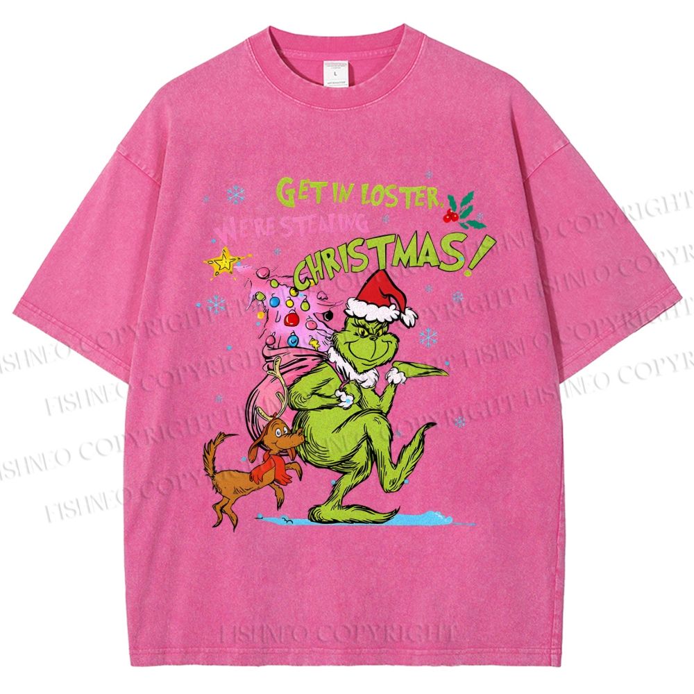 Unisex Christmas Grinch Printed Washed Tee