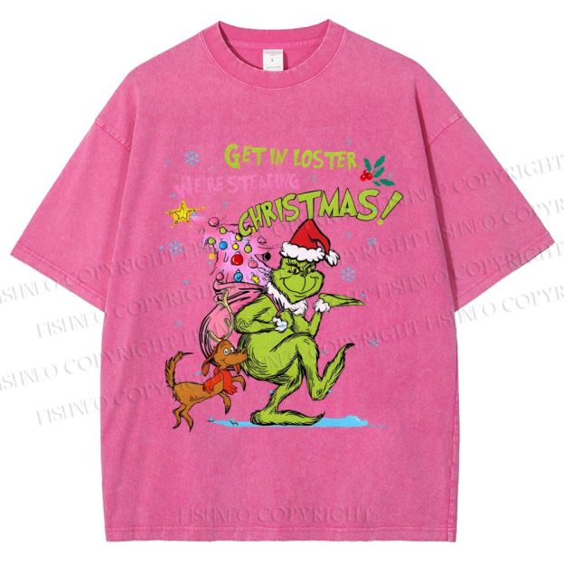 Unisex Christmas Grinch Printed Washed Tee
