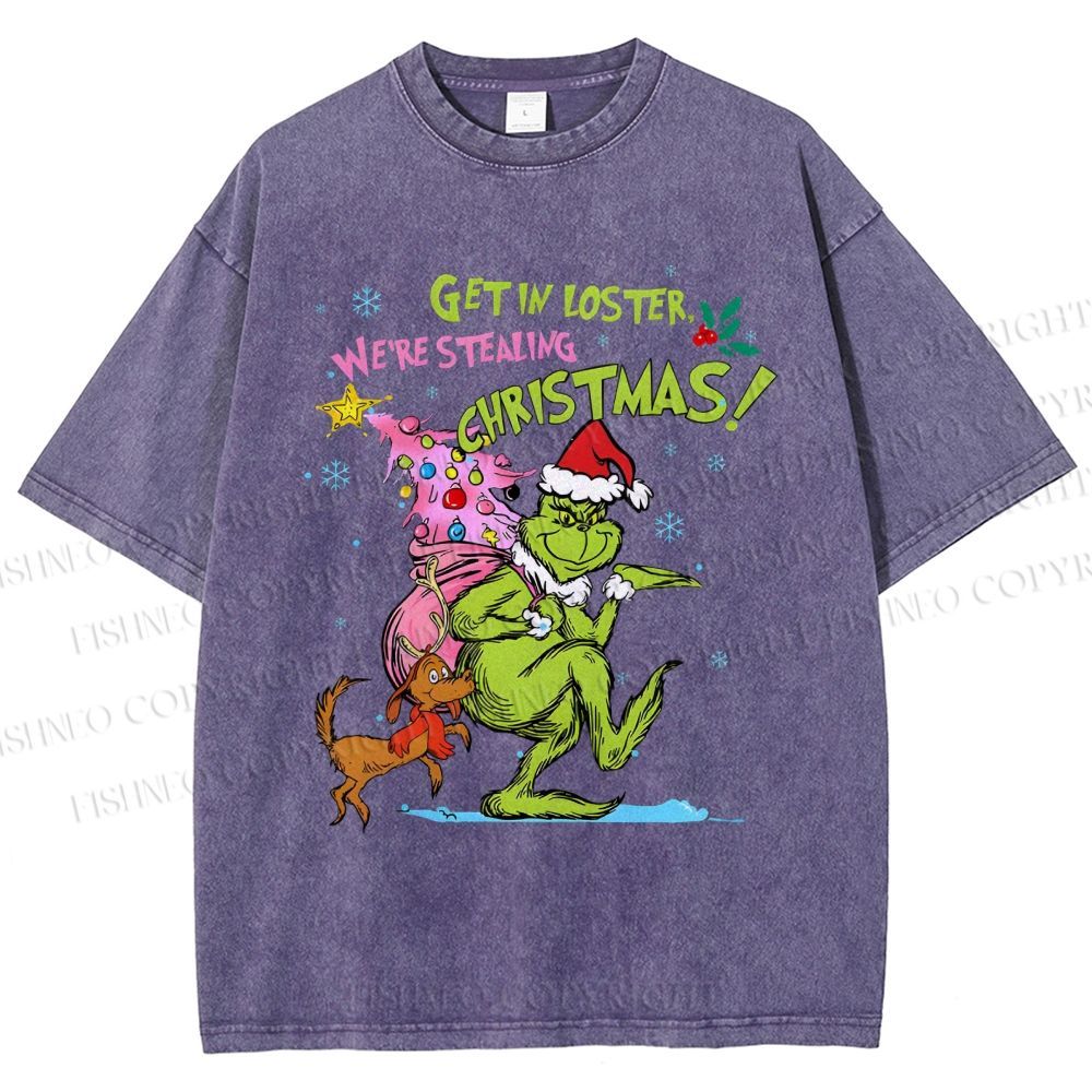Unisex Christmas Grinch Printed Washed Tee