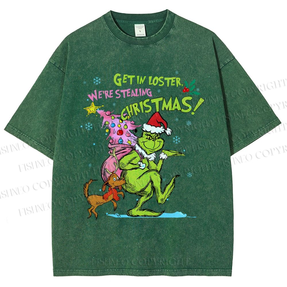 Unisex Christmas Grinch Printed Washed Tee