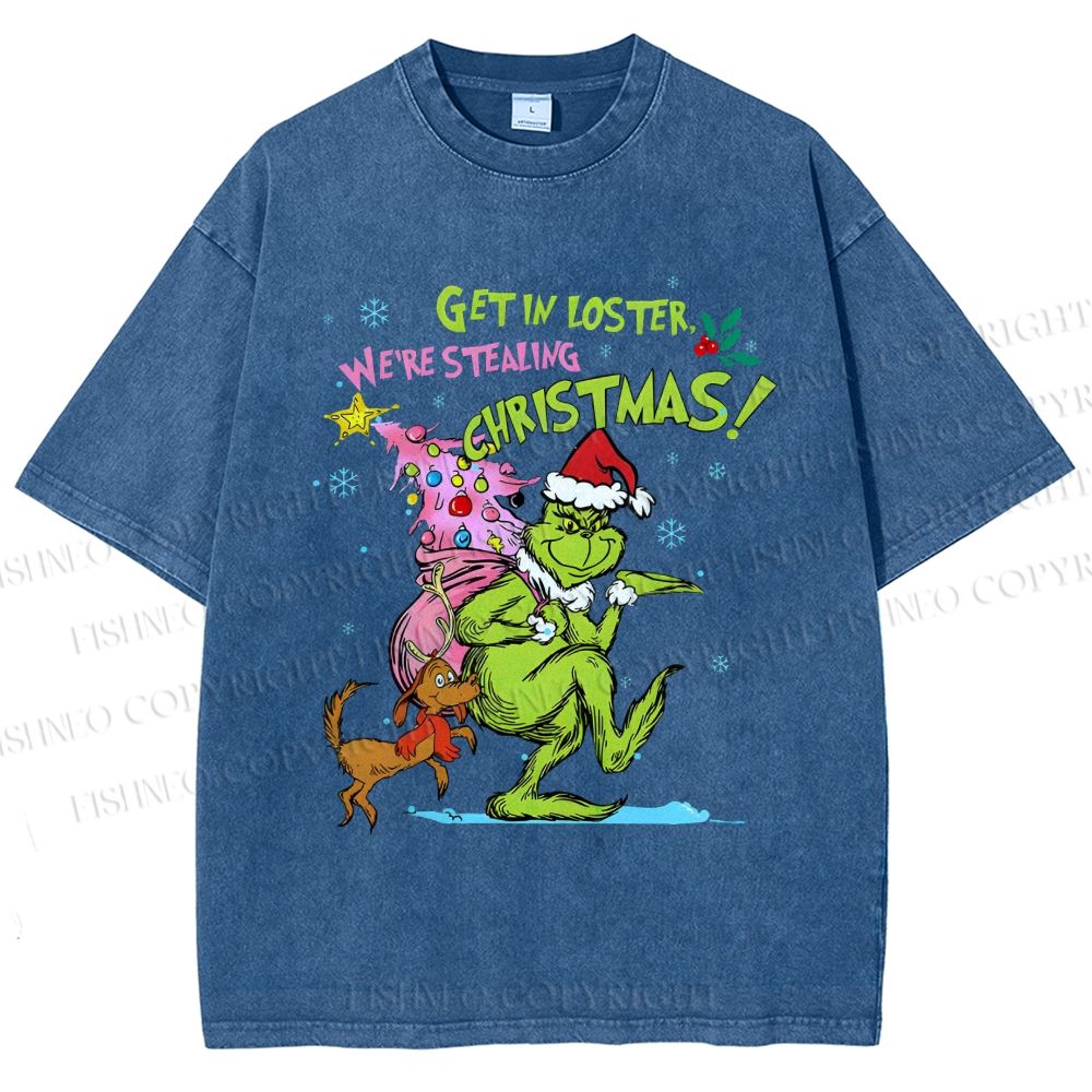 Unisex Christmas Grinch Printed Washed Tee