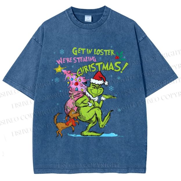 Unisex Christmas Grinch Printed Washed Tee