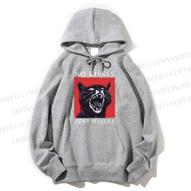 Unisex Casual Cotton Screaming Cat No Kisses just Hisses Printed Hoodie