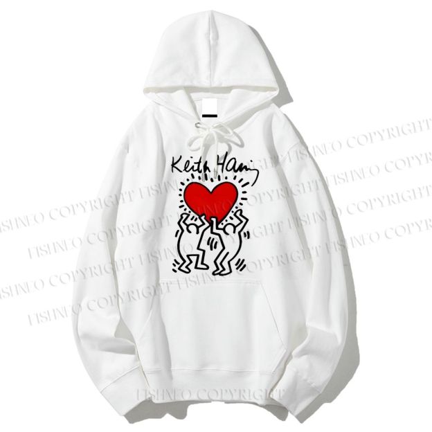 Unisex Casual Cotton Keith Haring Vintage Printed Hoodie