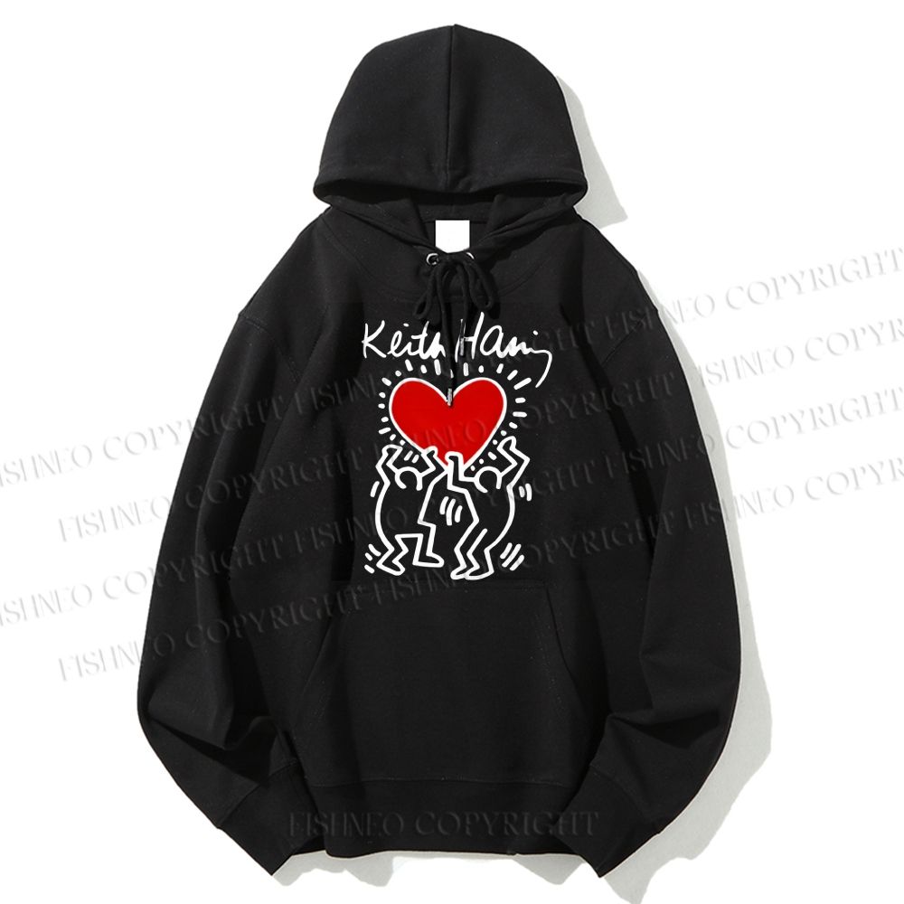 Unisex Casual Cotton Keith Haring Vintage Printed Hoodie