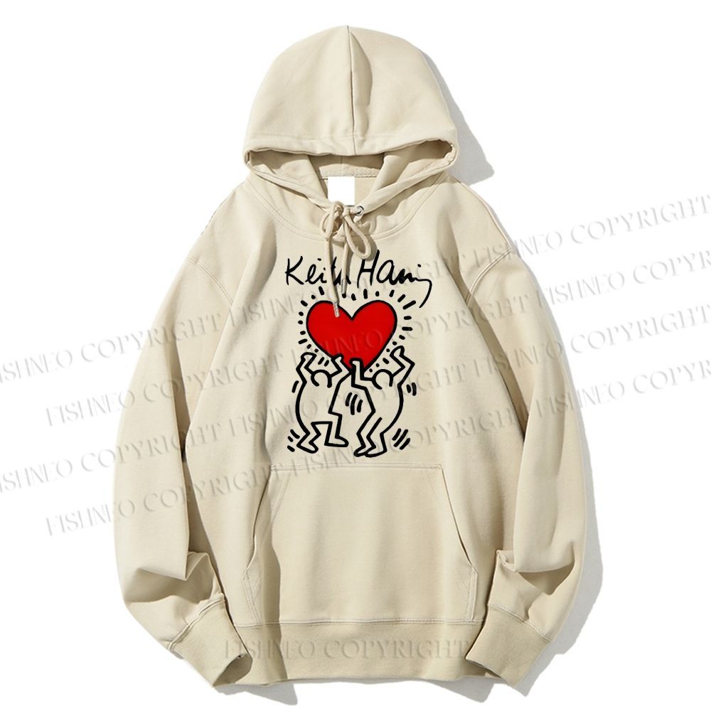 Unisex Casual Cotton Keith Haring Vintage Printed Hoodie