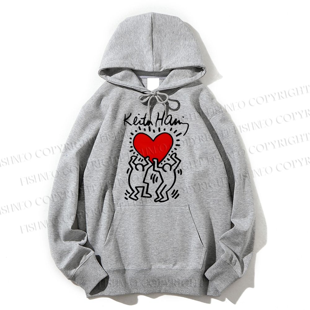Unisex Casual Cotton Keith Haring Vintage Printed Hoodie