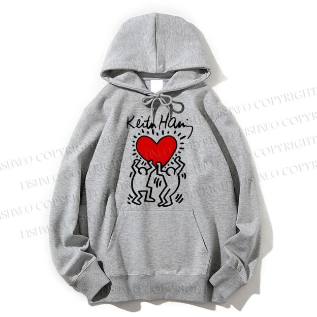 Unisex Casual Cotton Keith Haring Vintage Printed Hoodie