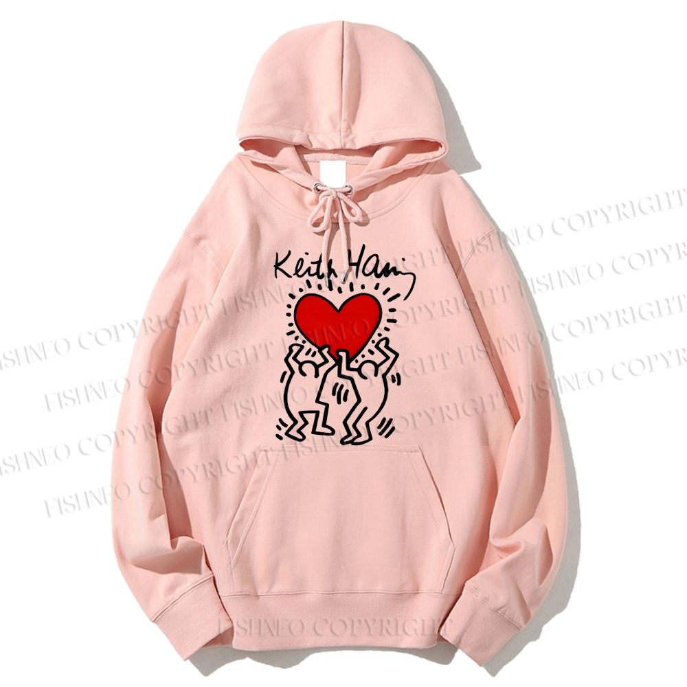 Unisex Casual Cotton Keith Haring Vintage Printed Hoodie