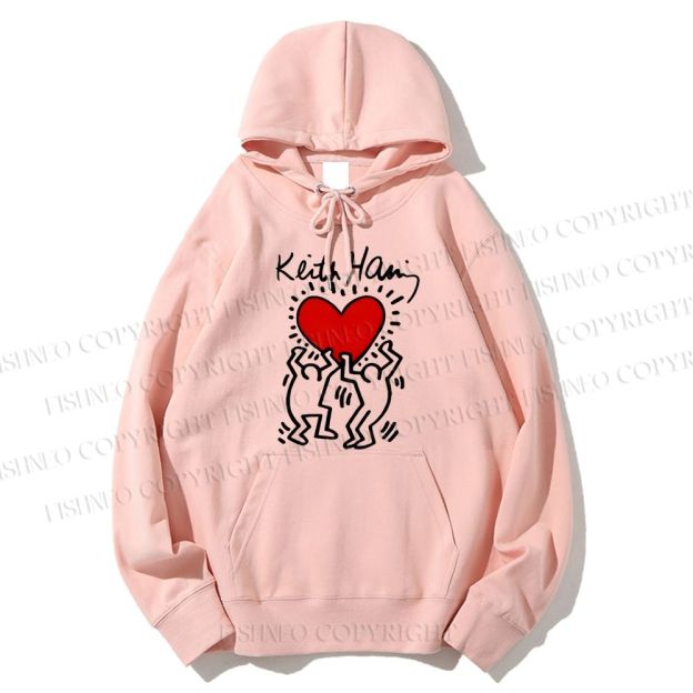 Unisex Casual Cotton Keith Haring Vintage Printed Hoodie